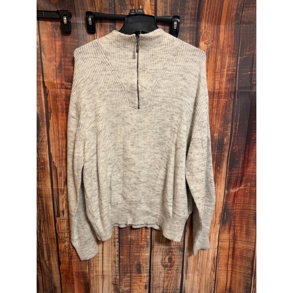 RD Style Womens Light Gray Mock Neck Quarter Zip Back Sweater 72S1730SF XL